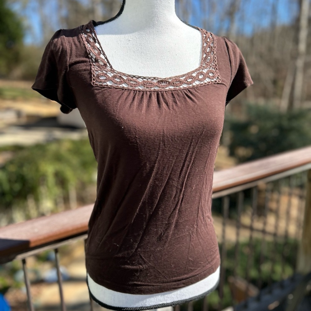 Brown, Square Neck Banana Republic Shirt